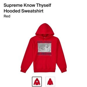 ❣️SUPREME❣️”Know Thyself” red hoodie